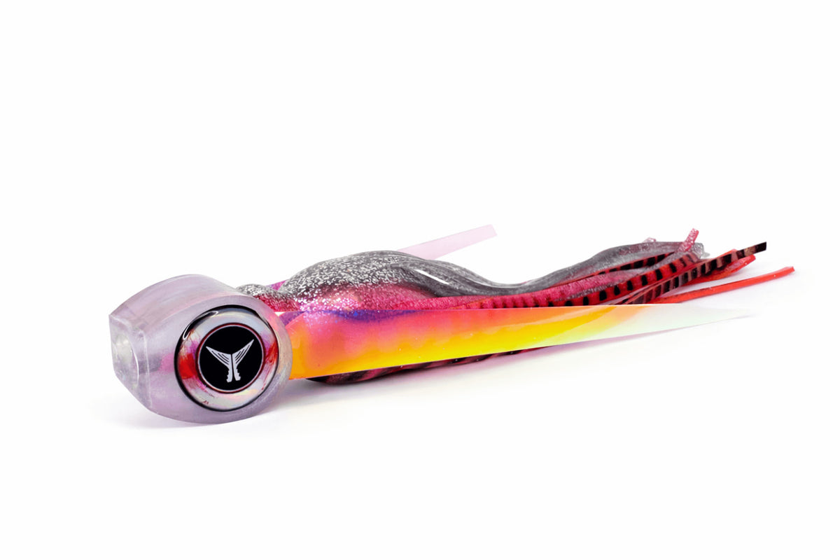 Pink translucent offshore trolling lure for mahi mahi tuna, and wahoo